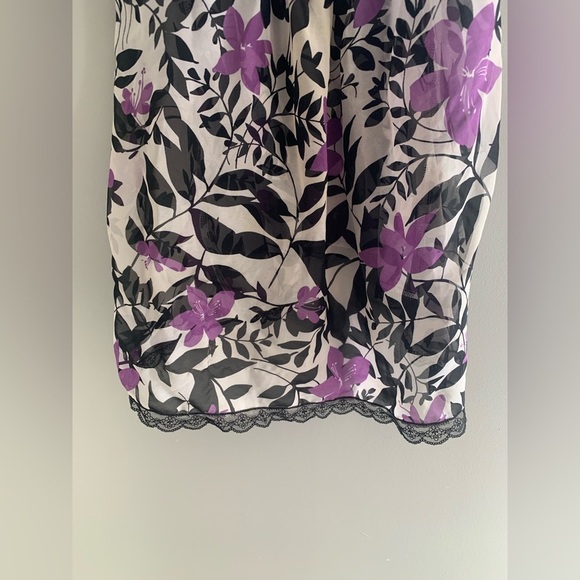 Womens Apt 9 Intimates Purple Floral Lace Chiffon Spaghetti Strap Lingerie XL - Picture 6 of 9